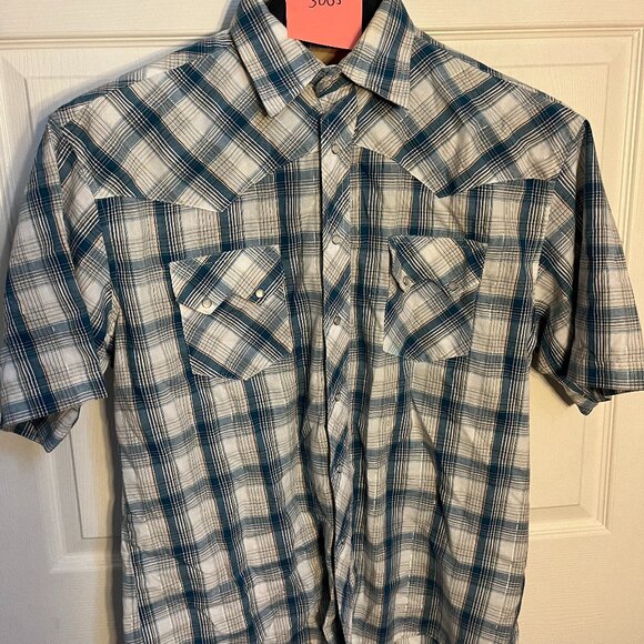 Wrangler Other - Rustler Wrangler Men's Plaid Print Short Sleeve Pearl Snap Western Shirt